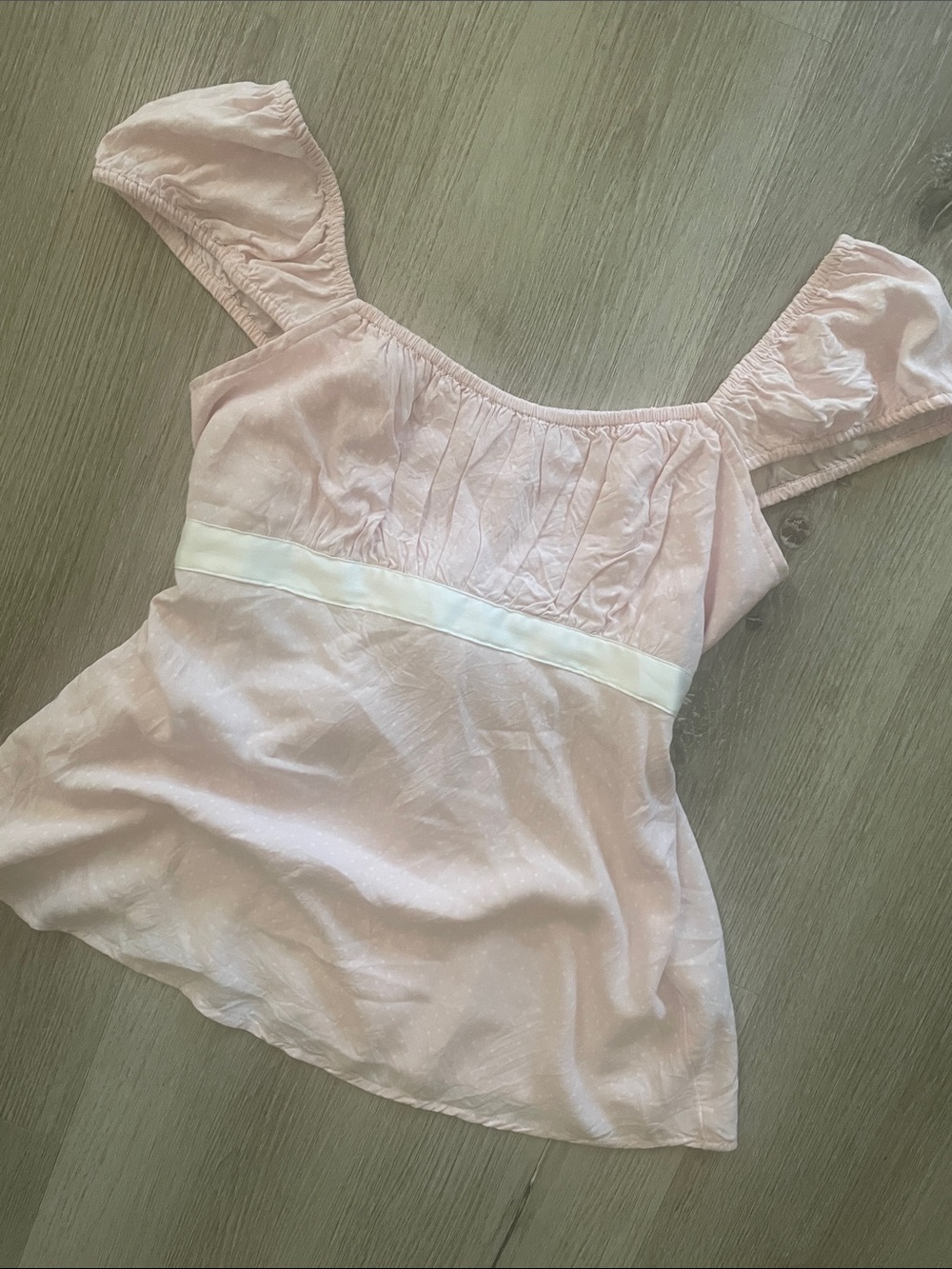 Hollister Light Pink Easy Satin Tie Babydoll | White Bow at Waistline | Size S